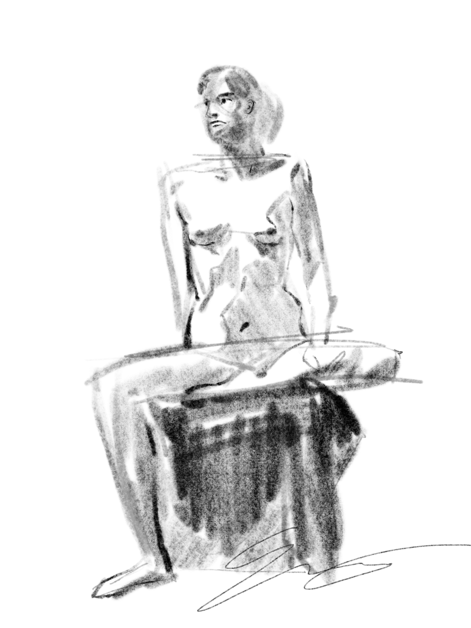 Seated figure with crossed legs