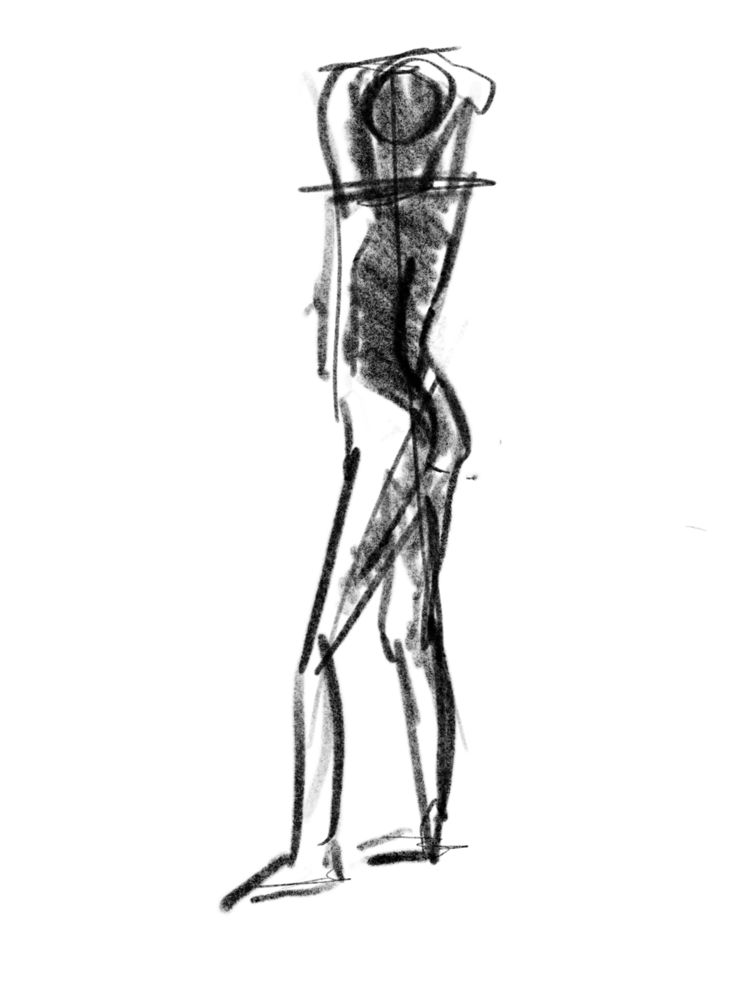 Standing figure with arms overhead