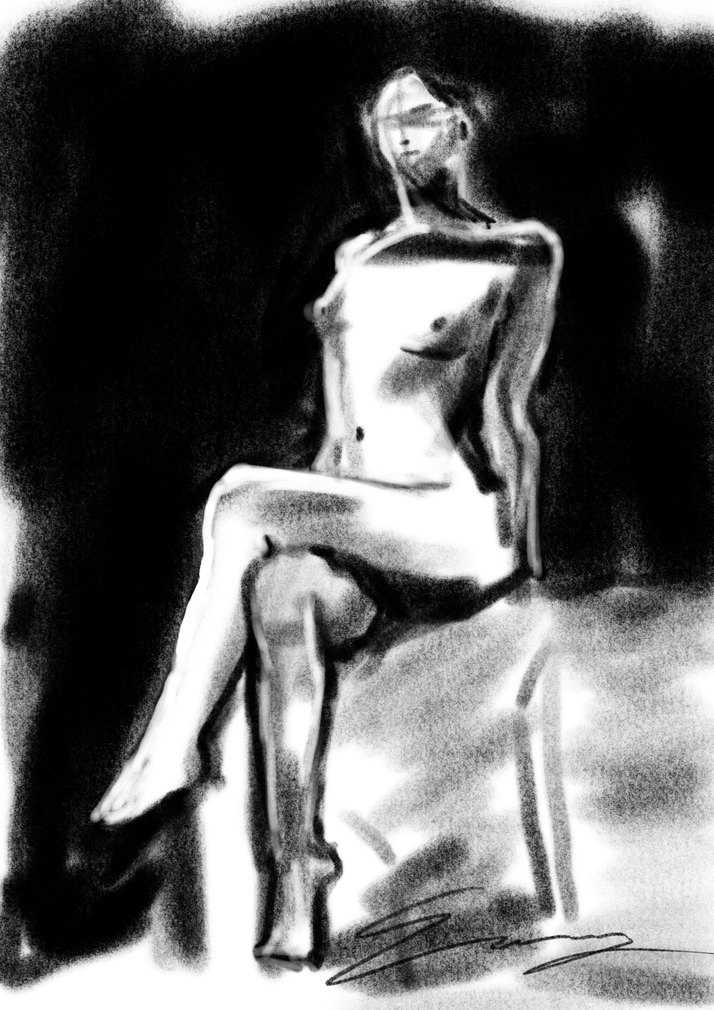 Seated figure torso study