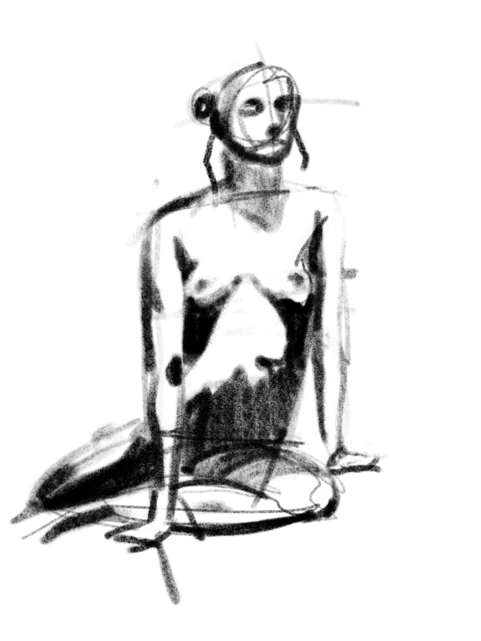 Seated figure facing forward